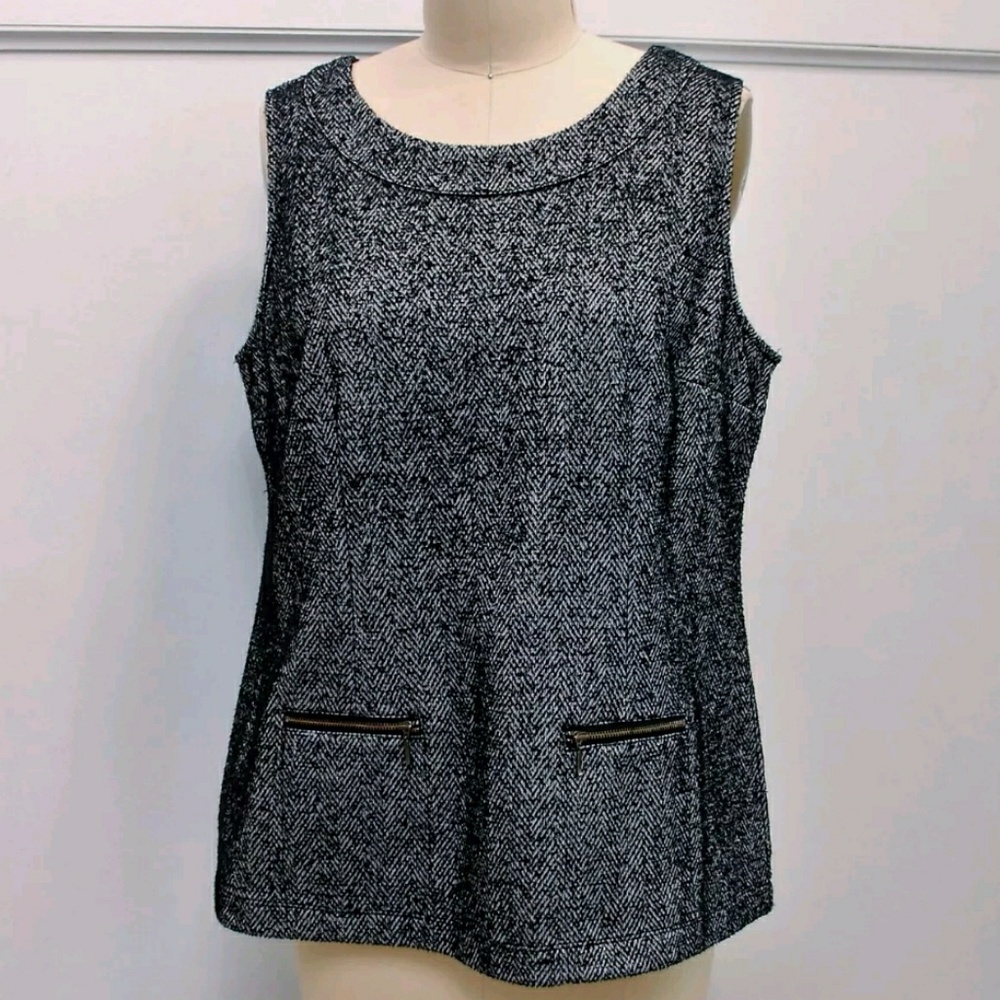 Cabi #993 CeCe Black Speckle Tweed Herringbone Top